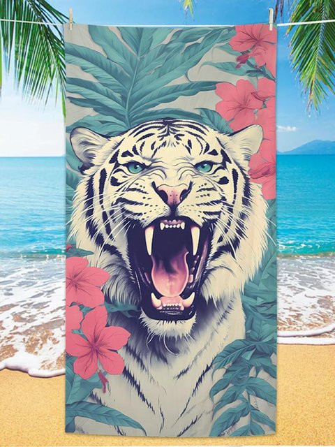 JMG Household Supplies Strandtuch aus Mikrofaser mit Tigerdesign, B/B: 70 x 140 cm, Mehrfarbig - Bild 1