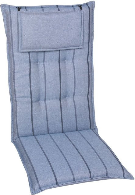 GO-DE TEXTIL Gartenauflage für Hochlehner, 2er Set, Blau, reversible Wendauflage aus Olefin mit Schaumstofffüllung - Bild 1
