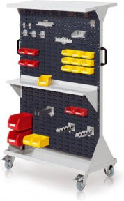 Kappes RasterMobil Rollbarer Rollcontainer Gr. 4 in RAL 7035/7016 mit 2 Lochplatten und 6 Schlitzplatten, abschließbar, Höhe: 162 cm, Breite: 100 cm, Tiefe: 50 cm - Bild 1