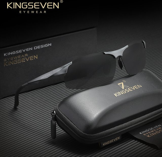 KINGSEVEN Sportsonnenbrille, Unisex, Schwarz, polarisiert - Bild 1
