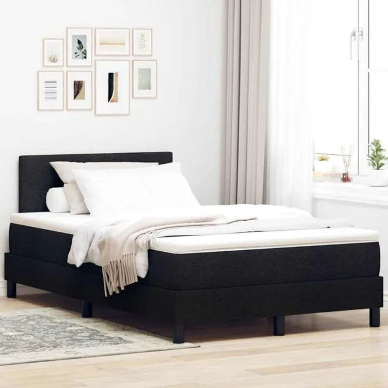 Vidaxl Boxspringbett mit Matratze in Schwarz aus Stoff, B/T: 120 x 200 cm - Bild 1