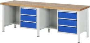 Rau Werkbank höhenverstellbar 8452A2 mit 6 Schubladen, B: 250 cm, T: 70 cm, H: 84-104 cm - Bild 1