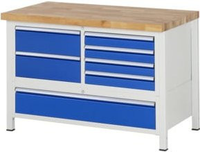Rau Werkbank 8931A2 mit 7 Schubladen, Multicolor, B: 125,0 cm, T: 70,0 cm, H: 84,0 cm - Bild 1