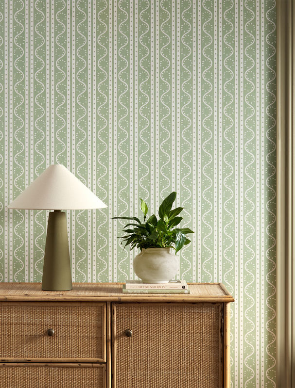 Scion Tapete Split Pea in Sage Green mit abstraktem Mid-Century Design aus Vlies - Bild 2