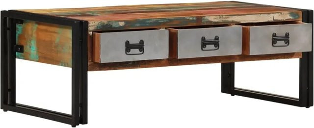 vidaXL Couchtisch aus Massivholz mit 3 Schubladen in Altholz-Optik, B/T/H: 100 x 50 x 35 cm - Bild 1