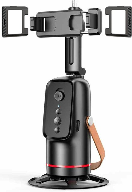 iHseno Automatisches Gesichtsverfolgungs-Stativ in Schwarz mit 360-Grad-Drehung für Smartphones von 65-90mm für Live-Streaming und Aufnahmen - Bild 1