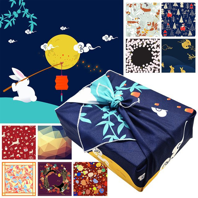 NamcheBarwa Japanisches Furoshiki-Wickeltuch im Bento-Stil, B/B: 70 x 70 cm - Bild 1