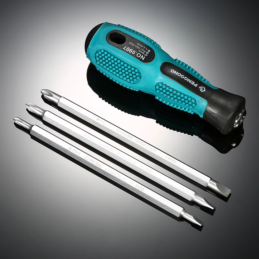 KKMOON 4-teiliges Isoliertes Schraubendreher-Set mit magnetischen Zweiwege-Schlitz- und Kreuzschlitz-Bits für elektrische Reparaturen - Bild 4