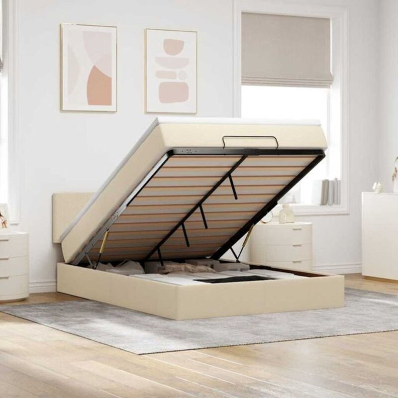 Modernes Polsterbett mit Matratze und LED-Beleuchtung von vidaxl in Beige, B/T/H: 140 x 200 x 88 cm - Bild 1