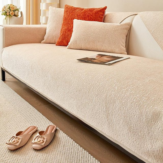 BC-Warm Home Chenille Sofakissen beige, kratzfest und rutschfest, B/B/H: 70 x 70 x 70 cm - Bild 1