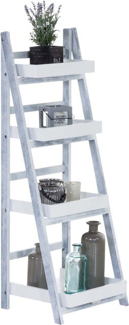 TPFGarden Treppenregal Doro Landhausstil in Weiß/Grau B: 110,5 cm, T: 42,5 cm, H: 35 cm - Bild 1