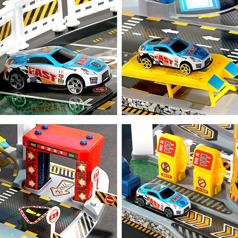 Kmoist Elektrisches Parkhaus Spielzeug Set mit Rennstrecke und motorisiertem Lift in Mehrfarbig - Bild 4