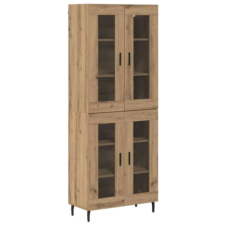 vidaXL Highboard 2-teilig Artisan-Eiche mit Glastüren und Regalen, B/T/H: 180 x 34 x 60 cm - Bild 2