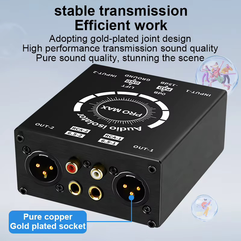 TITAK Passiver Hum-Eliminator mit 2 Kanälen in Schwarz mit XLR, RCA, TS und TRS Anschlüssen als Erdschleifenisolator und Rauschfilter - Bild 6