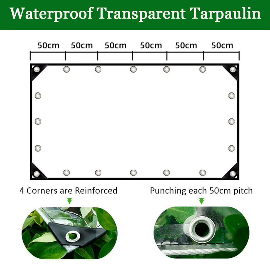Transparente wasserdichte Plane aus Kunststoff mit Ösen für Garten, Dach oder Tierunterstände - Bild 3