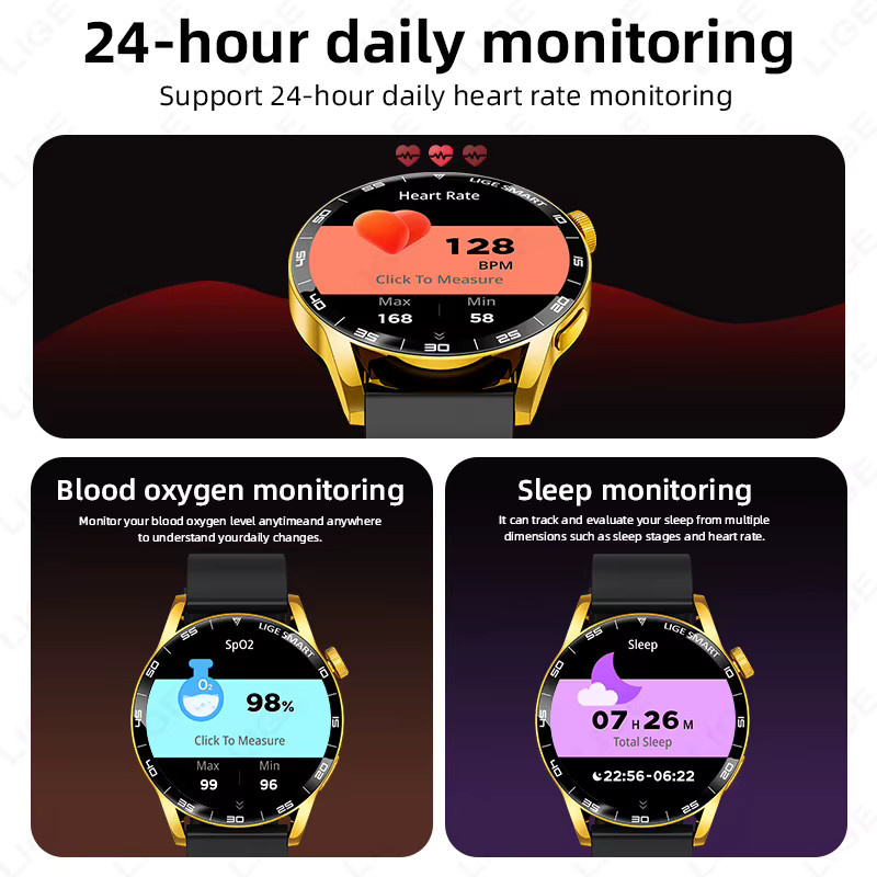 LIGE Smartwatch mit 1,38 Zoll HD-Display, Bluetooth Sprachanruf, Blutdruck- und Blutsauerstoff-Monitor, Sport- und Fitnessuhr für Männer und Frauen, Grau - Bild 5