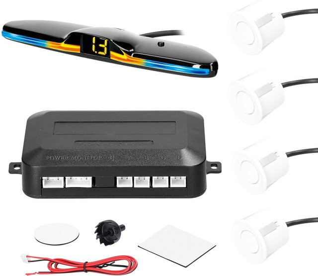 TOMTOP JMS Auto-Parksensor Rückfahrradarsystem mit 4 Sensoren und LED-Licht in Weiß - Bild 1