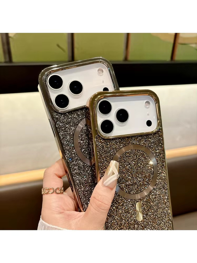Luxuriöse diamantbeschichtete iPhone Hülle mit Magnetfunktion in Gold für Apple iPhone 17 Pro Max, 16, 15, 14, 13, 12, 11 Plus - Bild 3