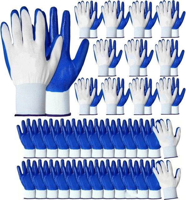YUMARCH Sicherheits-Arbeitshandschuhe mit Nitrilbeschichtung, nahtlos gestrickt, 13G, Farbe: Blau - Bild 1