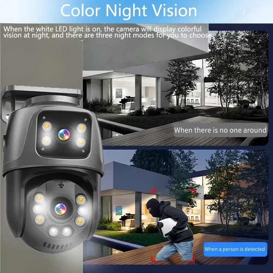 NINIVISION 4K 8MP HD PoE PTZ Outdoor IP Kamera mit Dual Objektiv, Dual Screen und KI Menschlicher Erkennung, iCSee CCTV Überwachung mit Audio und Video - Bild 4
