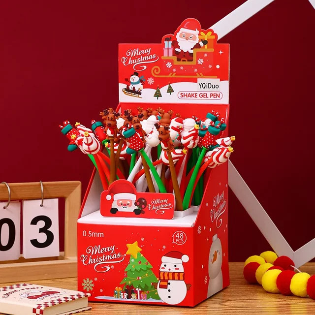 12 Stück Weihnachtsmann Gelschreiber Set mit schwarzer Tinte, 0,5 mm, Mehrfarbig - Bild 1