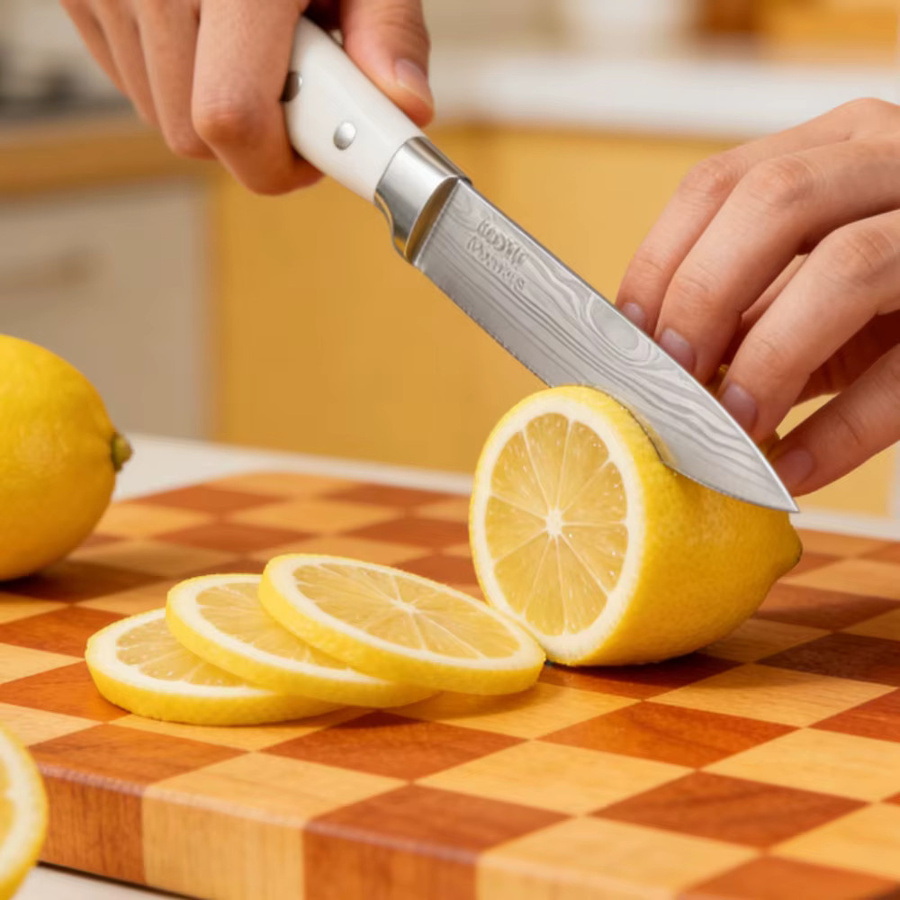 WXCOO Damaszener-Muster Obstmesser aus Edelstahl als Obstschäler und Küchenmesser für Karotten, Zuckerrohr und Kartoffeln - Bild 3