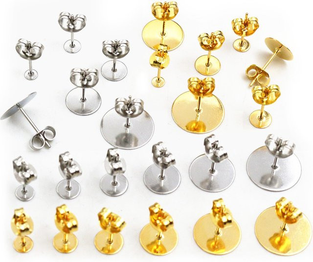 Wadsfred Ohrring Studs Edelstahl, Gold Farbe, mit Ohrring Stopper - Bild 1