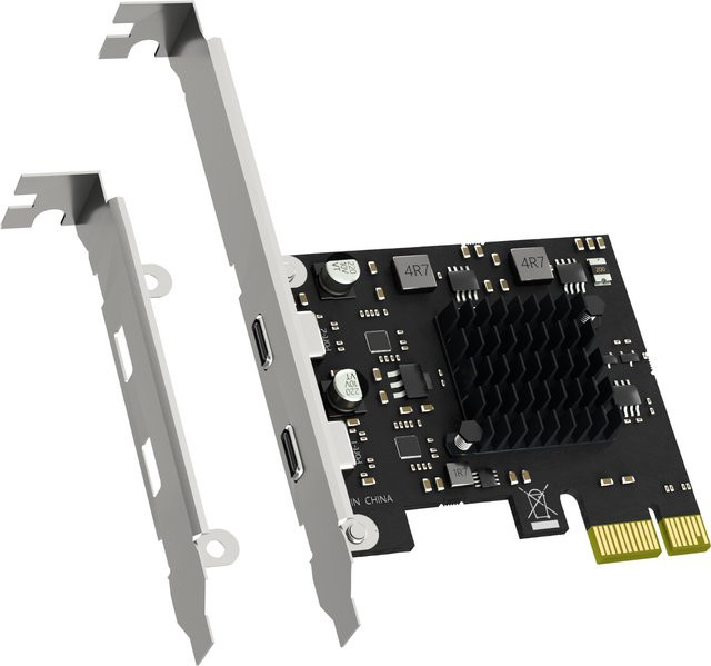 GLOTRENDS USB 3.1 Gen2 Typ-C auf PCIe X1 Erweiterungskarte mit 2 Ports und ASM 3142 Chip, Schwarz - Bild 1