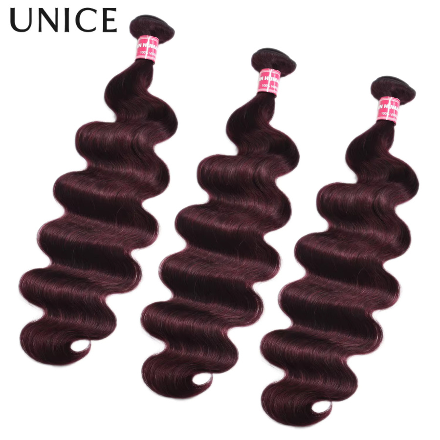 UNice Purple Black Cherry Body Wave Bundles, 1-4 Stück, Echthaar - Bild 5
