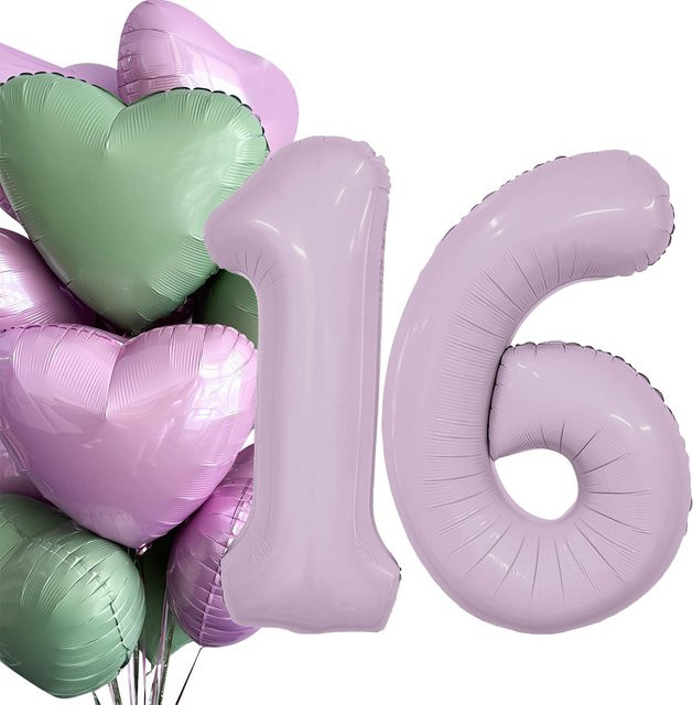 Vintage Folienballons in Lila und Grün mit Stern- und Herzmotiven für deine Geburtstagsdeko, 18 Zoll (45,72 cm) - Bild 1