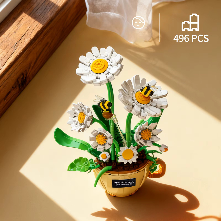 JAKI Kaffeetassen-Chrysanthemen-Bouquet Baustein-Set, Natur, Bunt - Bild 3