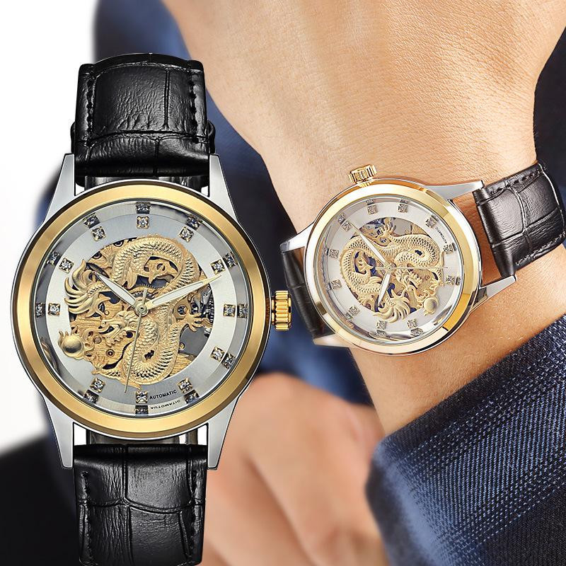 YIRAN Jewelry Armbanduhr, Gold, Edelstahl, Automatik, Herren - Bild 3