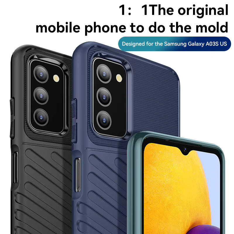 Stoßfeste Silikon Handyhülle für Samsung Galaxy A03s in Schwarz - Bild 2