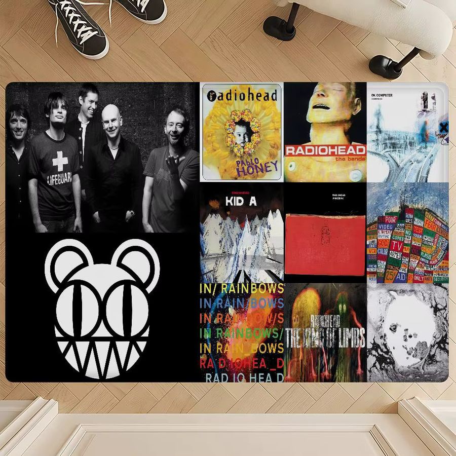 Potdemiel Radioheads Musik-Kunst-Bodenmatte in Multicolor, rutschfester Retro-Teppich für Wohnzimmer und Küche - Bild 3