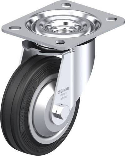 Blickle Lenkrolle L-V 100R-FA aus verzinktem Stahl mit 100 mm Rad-Durchmesser und 70 kg Tragfähigkeit in Silber und Schwarz - Bild 1
