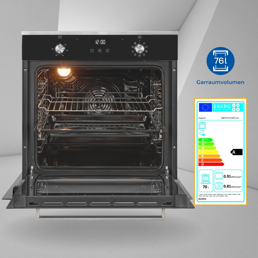 Exquisit Einbaubackofen EBE76-9-H-020 in Silberfarben mit 76 l Volumen - Bild 6