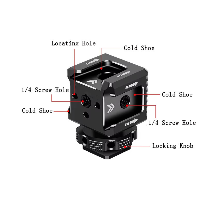 SZKOSTON Cold Shoe Mount Adapter mit 1/4 Zoll Loch für Monitor, Mikrofon oder Blitzlicht, Schwarz, kompatibel mit Canon und Nikon DSLR sowie Camcordern - Bild 2