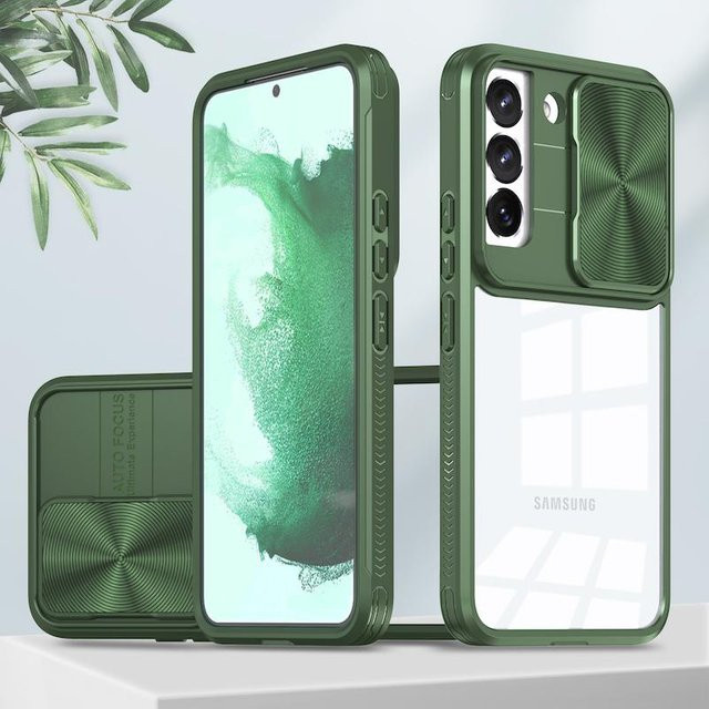 Stoßfeste Kamera-Schutzhülle mit Schiebe-Abdeckung für Samsung Galaxy S23 S22 Plus Ultra S21 FE A53 A13 in Blau - Bild 1