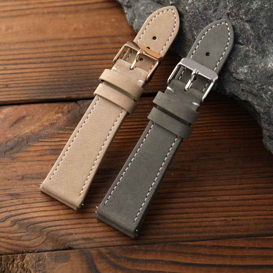 Raystray Uhrenarmband Echtleder, Grau, Herren, Vintage - Bild 1