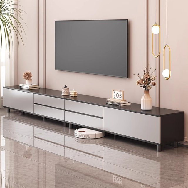 ZUIYU TV-Schrank in Grau mit integrierter Beleuchtung und Schubladen im modernen Design, B/T/H: 120 x 30 x 29 cm - Bild 1