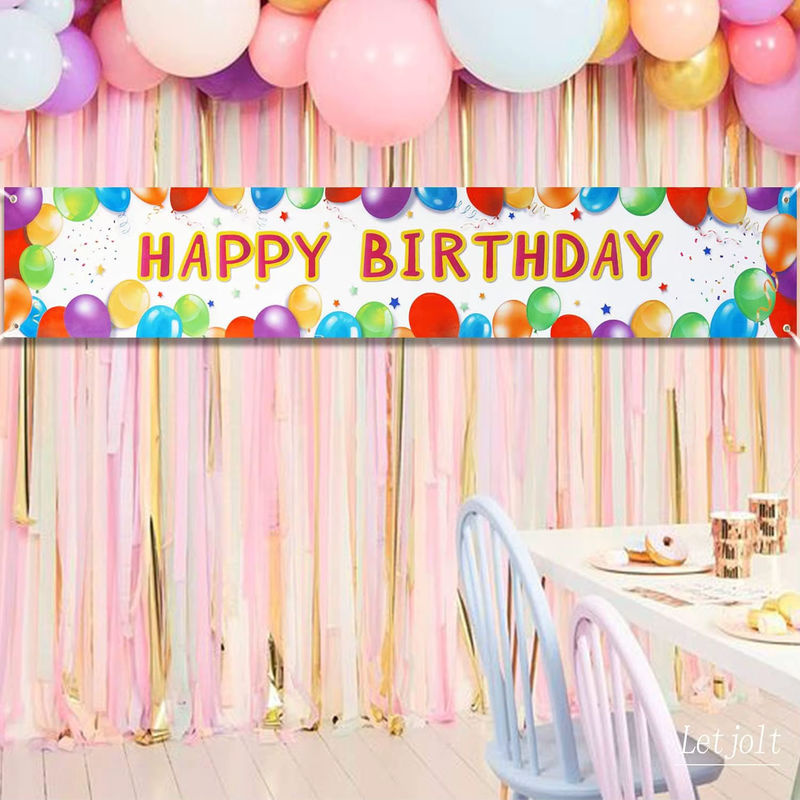 VIKAMA Geburtstagsbanner Alles Gute zum Geburtstag Dekoration für Outdoor und Foto-Requisiten, mehrfarbig, B/H: 183 x 30 cm - Bild 4