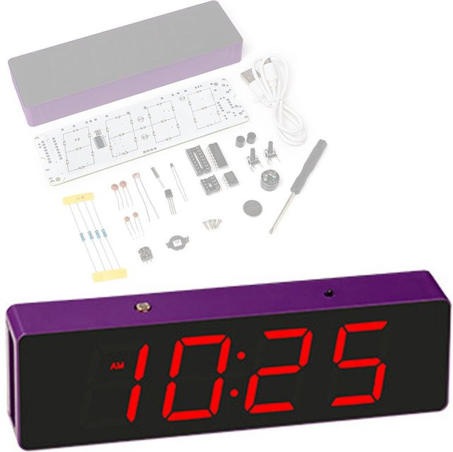Tooarts Elektronisches LED-Uhren-Set mit vier Lichtsteuerungsmodi und Wecker in Lila - Bild 1