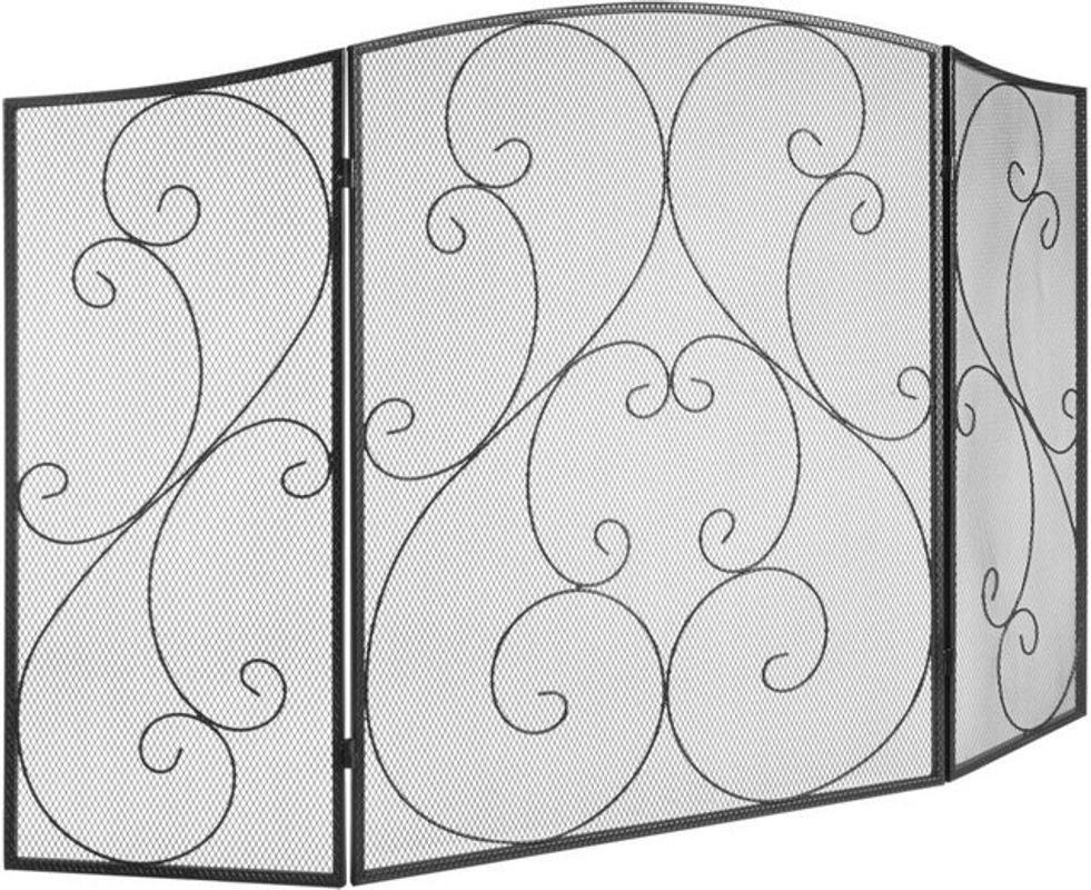 VEVOR Funkenschutzgitter aus Metall in Schwarz, 3-teiliges Kamingitter im Vintage-Design für den Kaminofen, Breite: 121,92 cm - Bild 1