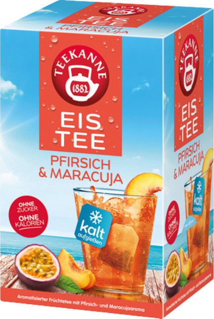 Teekanne Eistee Pfirsich & Maracuja, Früchtetee, Teebeutel, 45g - Bild 1