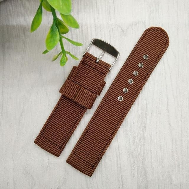 Uhrenarmband Nylon Mesh, Schwarz, Braun, Edelstahl, Damen Herren - Bild 1
