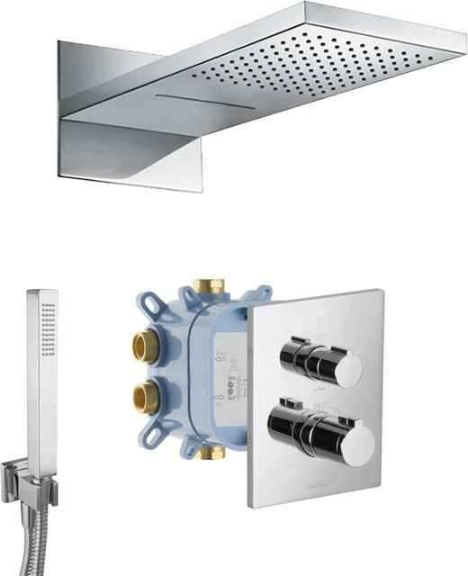 PaulGurkes Wasserfall Unterputz Thermostatarmatur 3-Wege Duschsystem in Chrom/Silber - Bild 1
