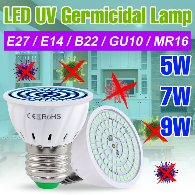 LED UVC Desinfektionslampe E27 zur Keimtötung und Sterilisation für dein Zuhause und Schlafzimmer, 260-280nm, Weiß - Bild 1