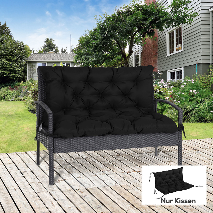 Outsunny 3 Sitzer Bankauflage Schwarz B/T/H: 100 x 98 x 8 cm - Bild 2