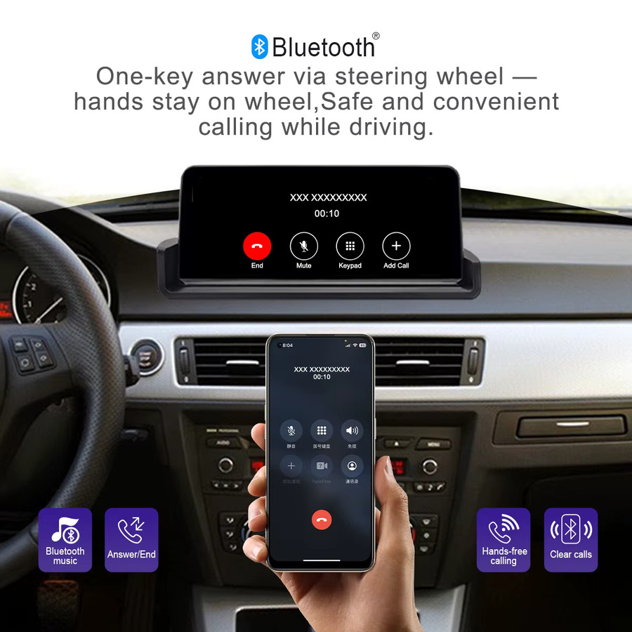 HIOUME Auto-Multimedia-Radio-Player für BMW 3er Serie E90 E91 E92 E93 M3 (2005-2012) mit 10,25 Zoll Touchscreen, kabellosem CarPlay, Android Auto, GPS und Bluetooth in Schwarz - Bild 5