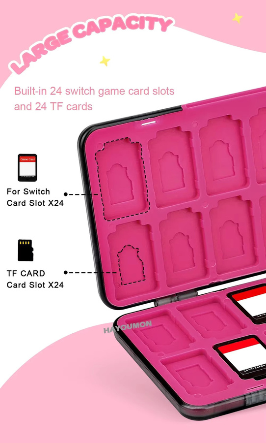 Ispoofer Magnetische 3D-Soft-Lederhülle für Nintendo Switch mit 24 Spielkartenfächern und 24 Micro-SD-Kartenfächern in Lila - Bild 6